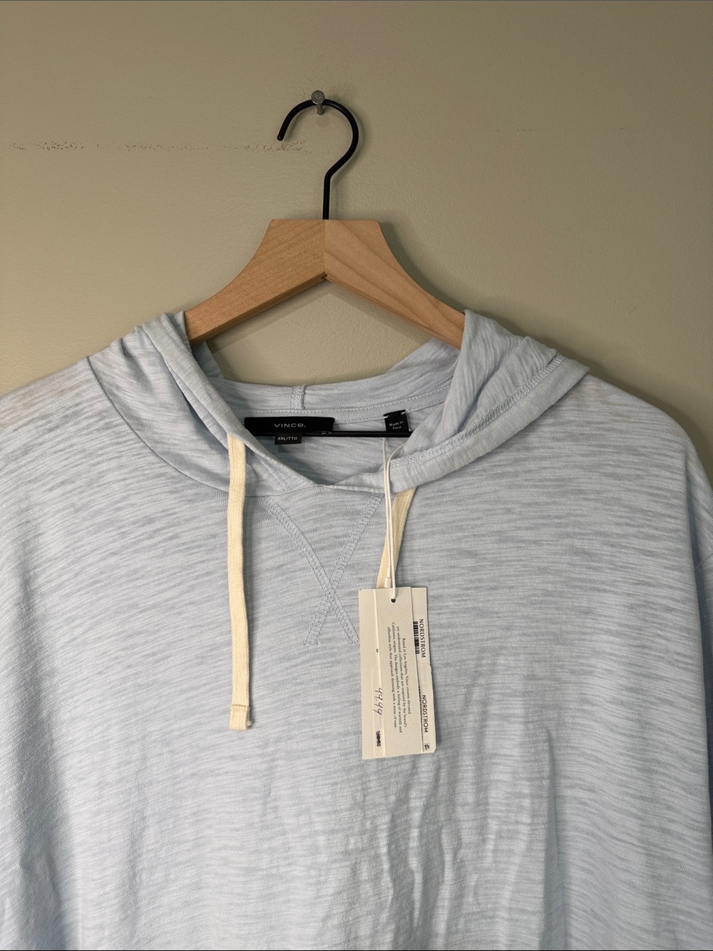 NWT Vince Light Blue Men's Hooded Long-Sleeve Shirt XXL - Picture 2 of 8